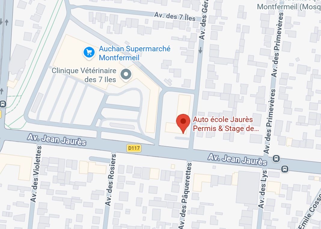Localisation de Jaurès Permis, 184B avenue Jean-Jaurès, 93370 Montfermeil