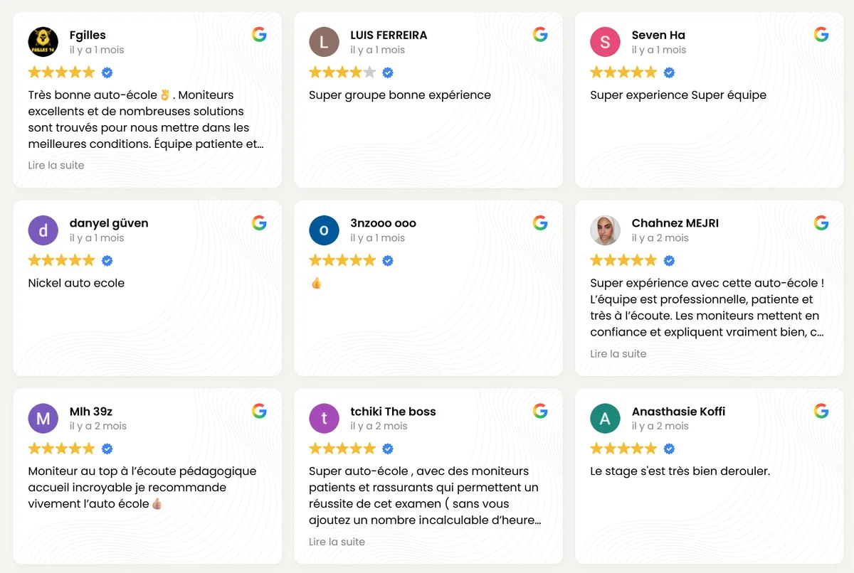 Avis Google vérifiés de nos élèves à propos de Jaurès Permis, auto-école à Montfermeil