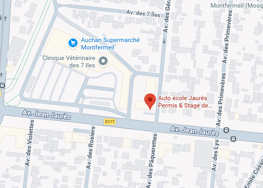 Localisation de Jaurès Permis, 184B avenue Jean-Jaurès, 93370 Montfermeil